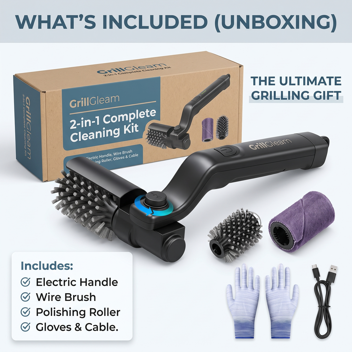 GrillGleam™ 2-in-1 Electric BBQ Brush